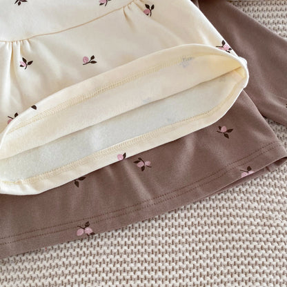 IG Fashion Vêtements pour nouveau-nés Pyjama pour bébé Garçon Fille Imprimé Cerise Manches Longues Chemise + Pantalon Vêtements de Nuit Ensemble Deux Pièces 0-2 ans