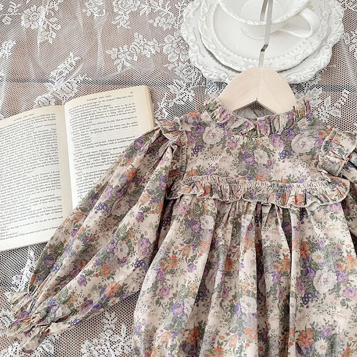 Barboteuse à manches longues pour bébé fille, nouvelle collection automne 2024, en coton imprimé, combinaison pour bébé fille de 0 à 24 mois