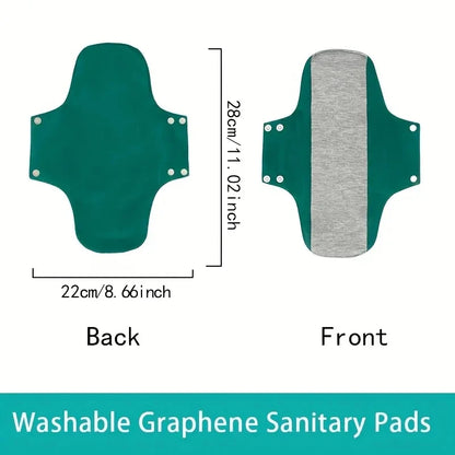 1 ensemble de serviettes hygiéniques lavables en coton graphène de couleur unie, réutilisables et anti-fuites