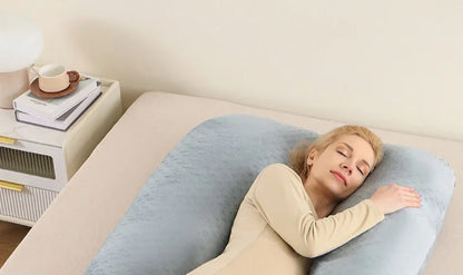 Oreiller amovible et lavable, oreiller doux pour dormir sur le côté, oreiller en forme de U pour femmes enceintes, oreiller de taille en mousse à mémoire de forme de couleur unie
