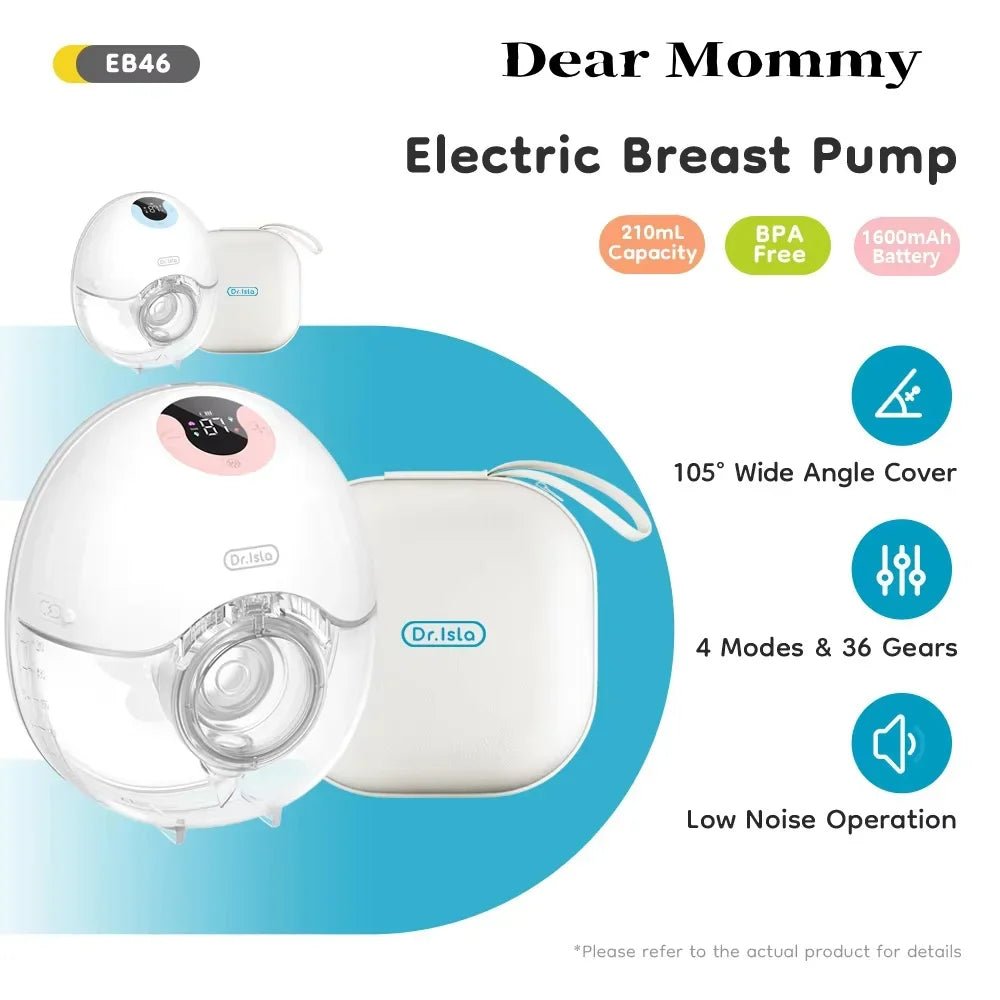 1PCS Wearable Electric Breast Pump 4Modes & 36Levels Comfort Milk Collector Portable Electric Breast Pump BPA FREE 210Ml