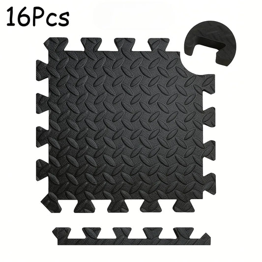 16-Piece Baby Activity Mat Leaf Pattern Anti-slip Shock-absorbing Interlocking Floor Tiles Suitable for Bedroom and Living Room