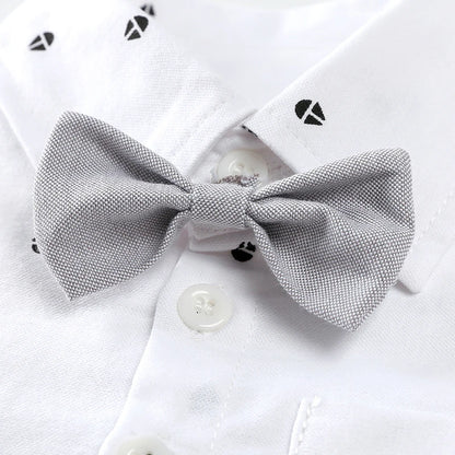 Ensembles de vêtements pour bébés garçons, 3 pièces, chemise à nœud papillon, barboteuse, pantalon et chapeau, robe pour nouveau-né, costume de fête pour homme