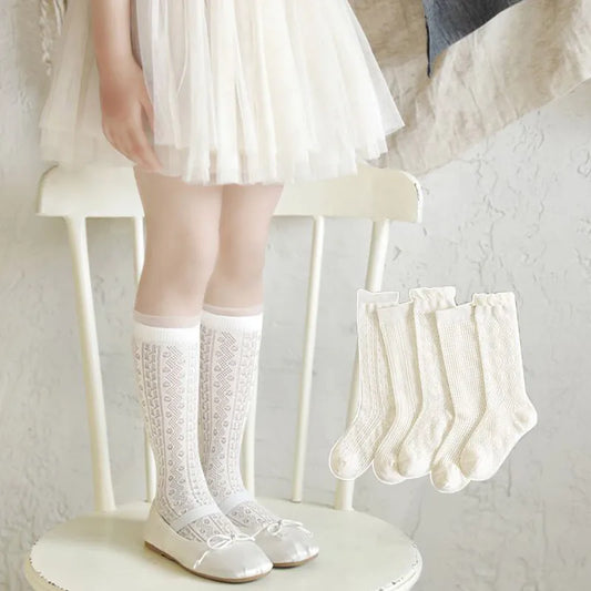 Lot de 3 paires de bas princesse blancs à volants en dentelle pour fille, chaussettes d'été en maille fine et respirante pour enfants de 3 à 12 ans
