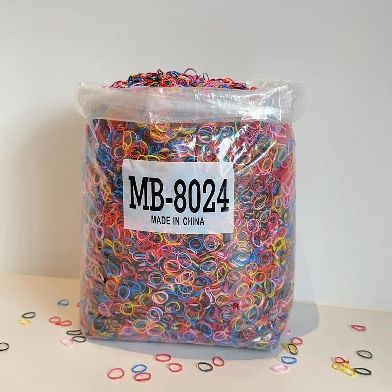 1000/2000Pcs/bag Girls Colourful Disposable Rubber Band Hair Ties Headband Children Ponytail Holder Bands Kids Hair Accessories