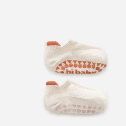 Lot de 3 paires de chaussettes d'été pour bébé, couleur unie, antidérapantes, en silicone, en maille respirante, fines, pour l'intérieur