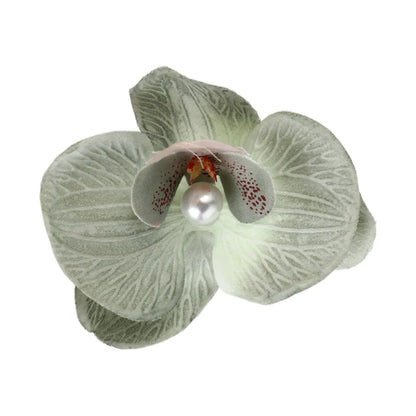 Pince à cheveux en tissu avec fleur, orchidée papillon, style coréen, épingle à cheveux en forme de fleur, accessoires pour cheveux féminins, pince à cheveux en perles pour fille, bord de mer