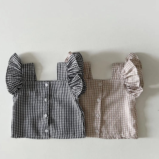Milancel 2024 Ensemble de vêtements d'été pour bébé, t-shirt à carreaux et short pour tout-petit, 2 pièces, vêtements d'extérieur pour filles