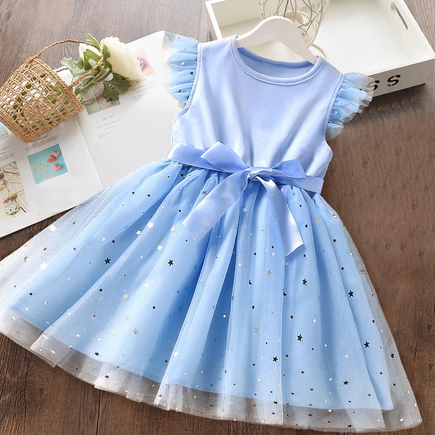 Robes d'été à pois pour filles, style coréen, jolies robes superposées, sans manches, décontractées, pour enfants de 2, 4 et 6 ans