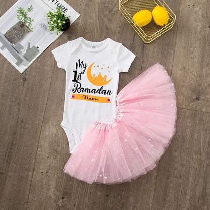 Costume personnalisé pour bébé fille, robe tutu, tenue de l'Aïd Ramadan pour bébé et tout-petit