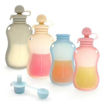 Sac de conservation du lait maternel réutilisable en silicone, anti-fuite, sucable, sans BPA, pour l'alimentation de bébé, le stockage des aliments et l'allaitement.