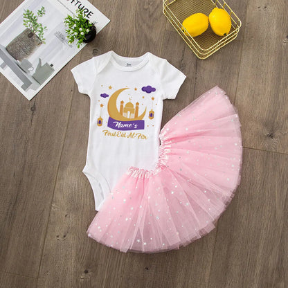 Costume personnalisé pour bébé fille, robe tutu, tenue de l'Aïd Ramadan pour bébé et tout-petit