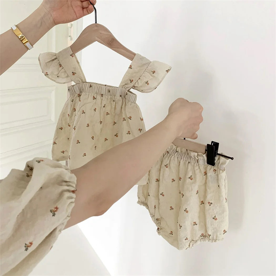 Été coréen bambin filles bloomers floraux coton lin shorts nouveau-né bébé garçons filles pantalons courts PP pantalons couvre-couches