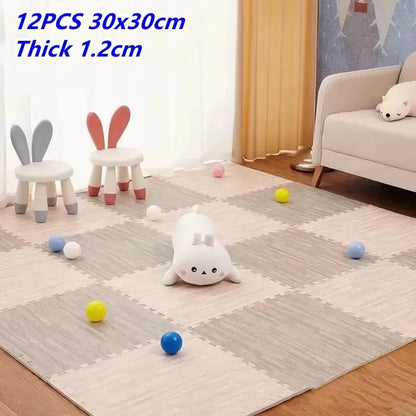 Puzzle Mat 12PCS 30x30cm Foam Play Mats Rug Baby Game Mat Baby Activity Gym Puzzle Mat Wood Grain Floor Mat Kids Carpet Play Mat