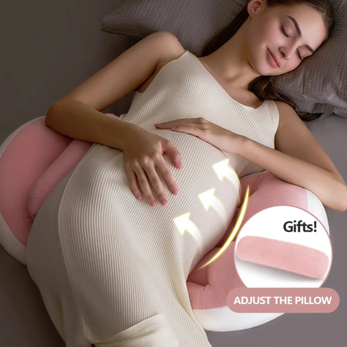 Oreiller de grossesse ergonomique pour dormeurs latéraux Coussin de soutien de grossesse Protection de la taille Soulage la pression abdominale et dorsale