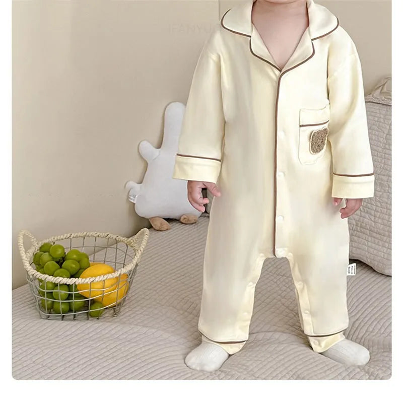 Pyjama en coton doux et respirant pour bébé, vêtements de nuit pour enfants, garçons et filles, printemps-automne