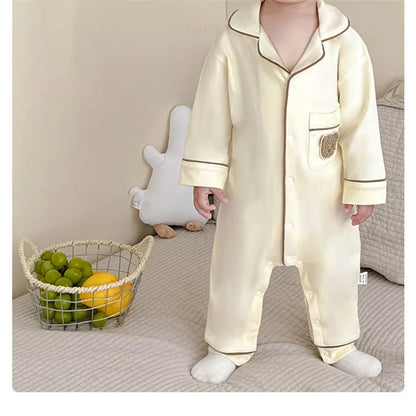 Pyjama en coton doux et respirant pour bébé, vêtements de nuit pour enfants, garçons et filles, printemps-automne