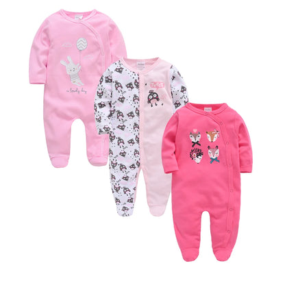 Barboteuse à pois pour bébé fille, lot de 3 pièces, 0 à 12 mois, joli vêtement printemps-automne à manches longues