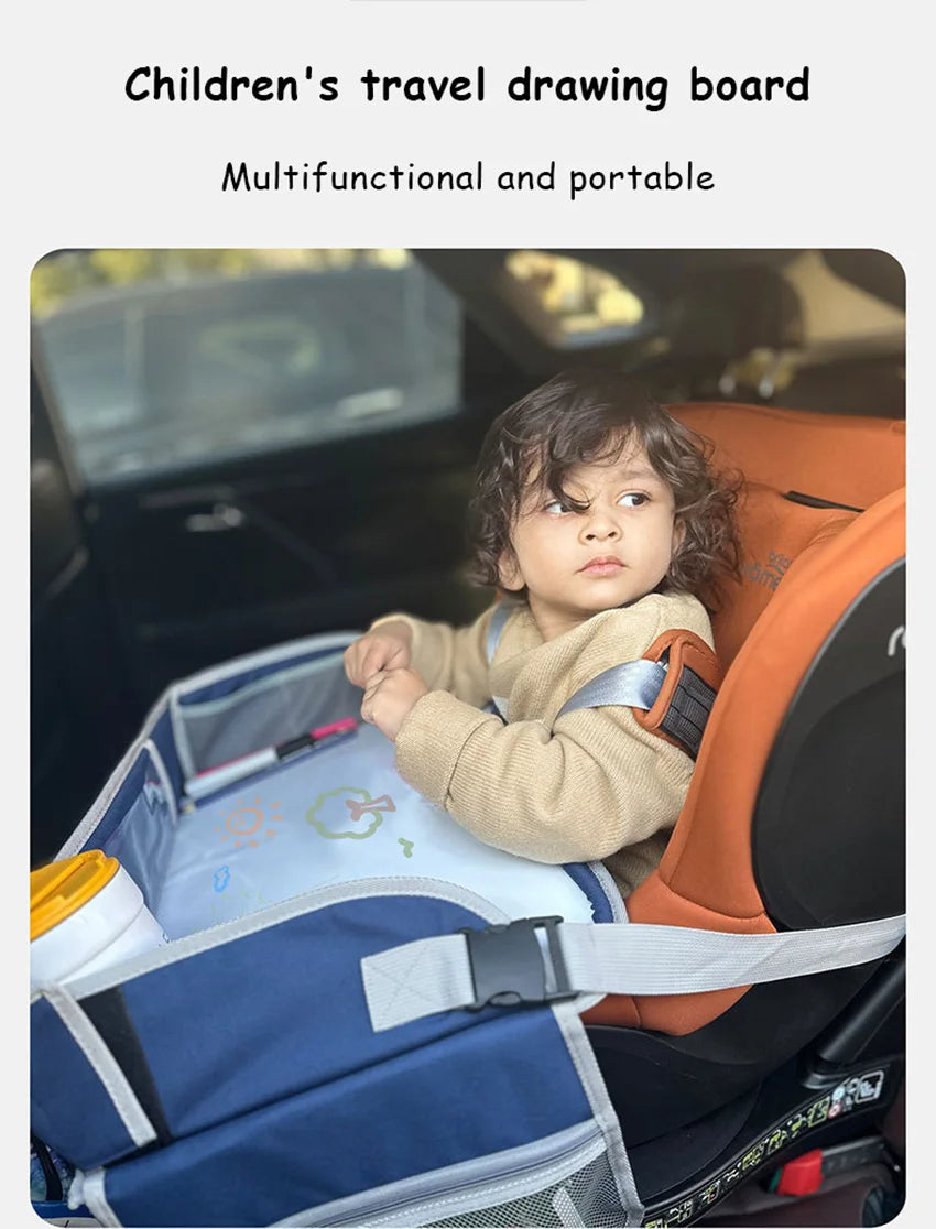 New Baby Kids Car Seat Travel Portable Drawing Board Waterproof Safety Seat Play Snack Draw Table Organizer Storeage Table