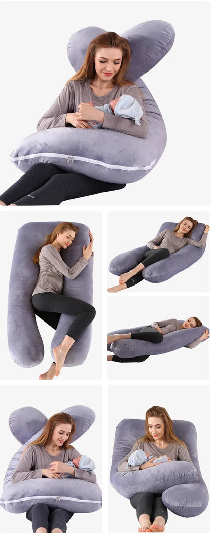 Oreiller de maternité en forme de U, oreiller de soutien de la taille, oreiller de couchage latéral, oreiller de grossesse démontable