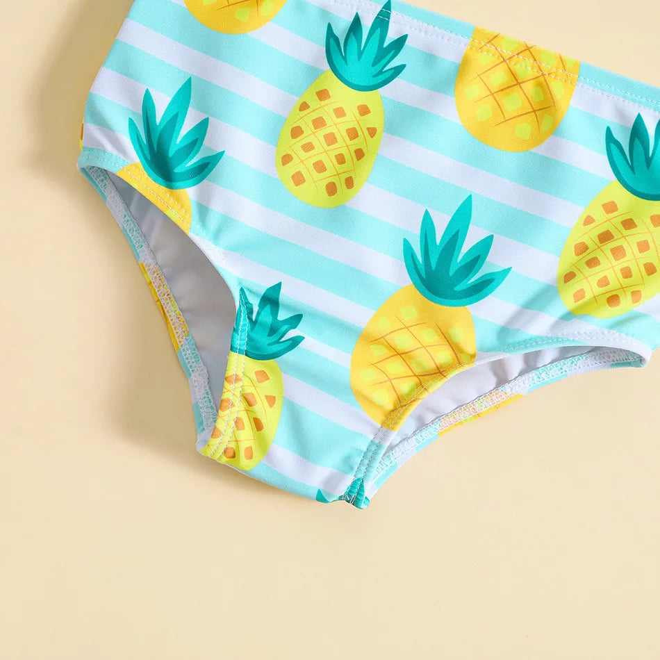 Ensemble bikini de plage pour enfants, joli maillot de bain pastèque et ananas à motif fruité, haut dos nu et bas assortis