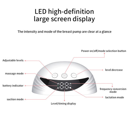 Tire-lait électrique portable mains libres MY-375, léger, avec écran LED, 4 modes et 12 niveaux