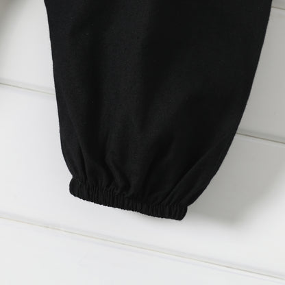 PatPat Salopette ample 100 % coton pour bébé fille, couleur unie, sans manches, bretelles spaghetti, sarouel, douce et confortable
