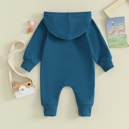 Combinaison Pudcoco pour nouveau-né, manches longues, capuche, fermeture éclair, couleur unie, pour garçons et filles de 0 à 12 mois