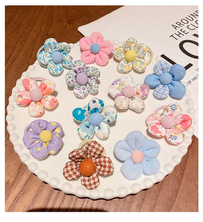 10Pcs/Set New Baby Girl Cute Colors Flower Hair Bands Ponytail Holder Chilren Soft Scrunchies Rubber Kid Hair Accessories