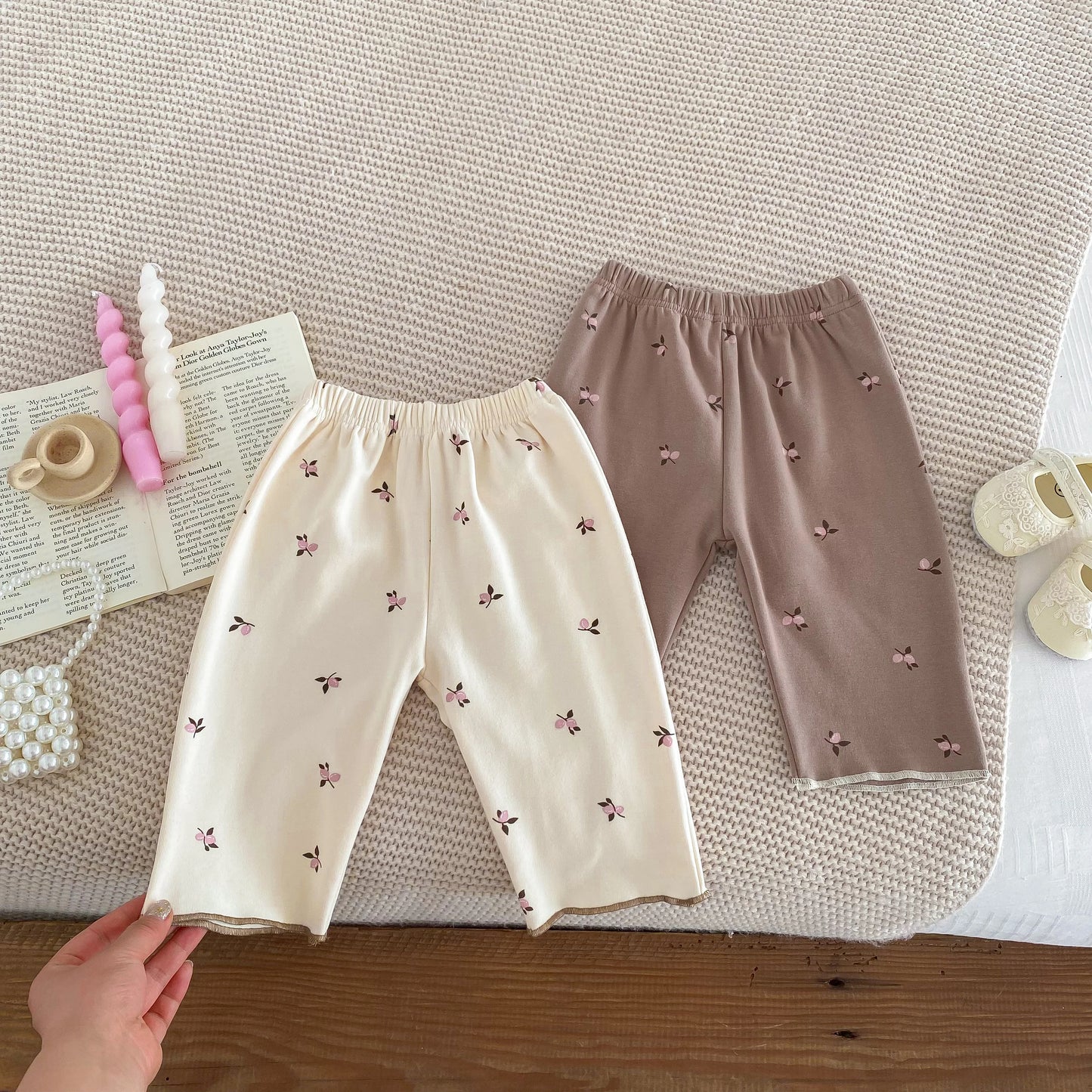 IG Fashion Vêtements pour nouveau-nés Pyjama pour bébé Garçon Fille Imprimé Cerise Manches Longues Chemise + Pantalon Vêtements de Nuit Ensemble Deux Pièces 0-2 ans
