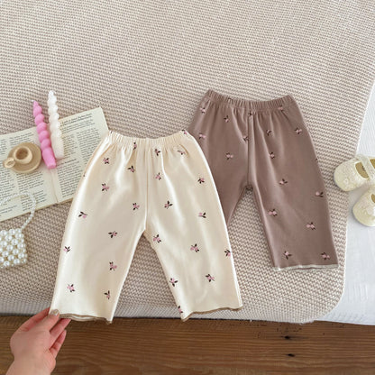 IG Fashion Vêtements pour nouveau-nés Pyjama pour bébé Garçon Fille Imprimé Cerise Manches Longues Chemise + Pantalon Vêtements de Nuit Ensemble Deux Pièces 0-2 ans