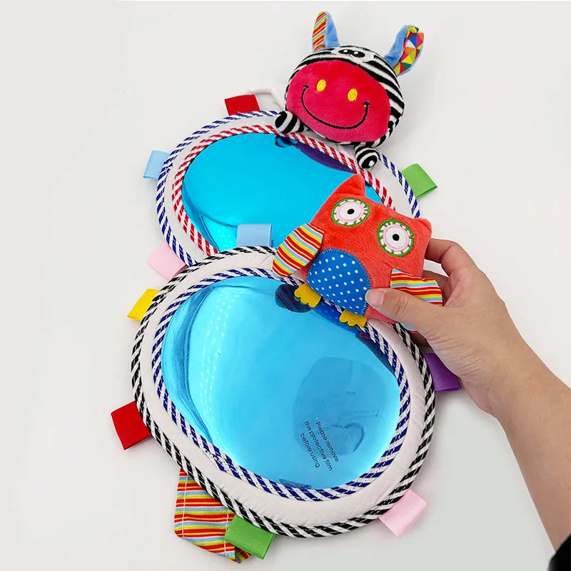 Baby Car Mirror Back Seat Rear View Mirror Cartoon Animal Plush Toys Adjustable Rear Facing Mirrors for Baby Stroller Toys