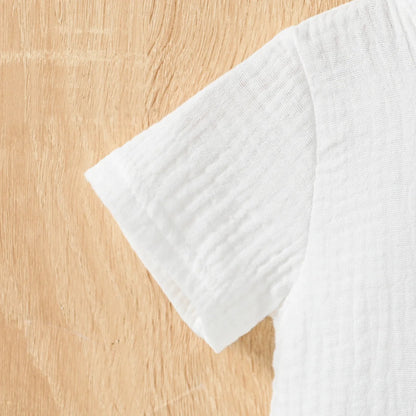 Ensemble de vêtements d'été 2 pièces pour enfants, tenue de sport décontractée avec poches, t-shirt en coton, vêtements mignons, couleur unie, vêtements de détente