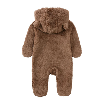 Barboteuse d'hiver épaisse en coton pour bébé, combinaison chaude à manches longues pour fille de 0 à 24 mois, pyjama à capuche en polaire pour nouveau-né garçon, 2025