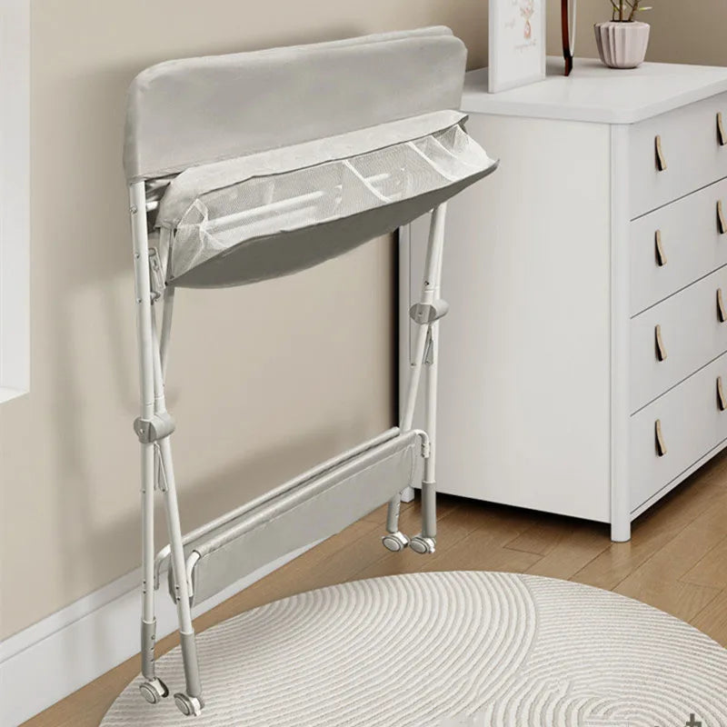 Portable Baby Changing Table for Nursery Height Adjustable Foldable Diaper Table with Swivel Wheels Drying Rack Large Storage