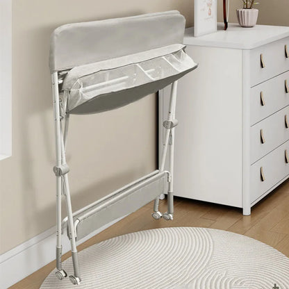 Portable Baby Changing Table for Nursery Height Adjustable Foldable Diaper Table with Swivel Wheels Drying Rack Large Storage