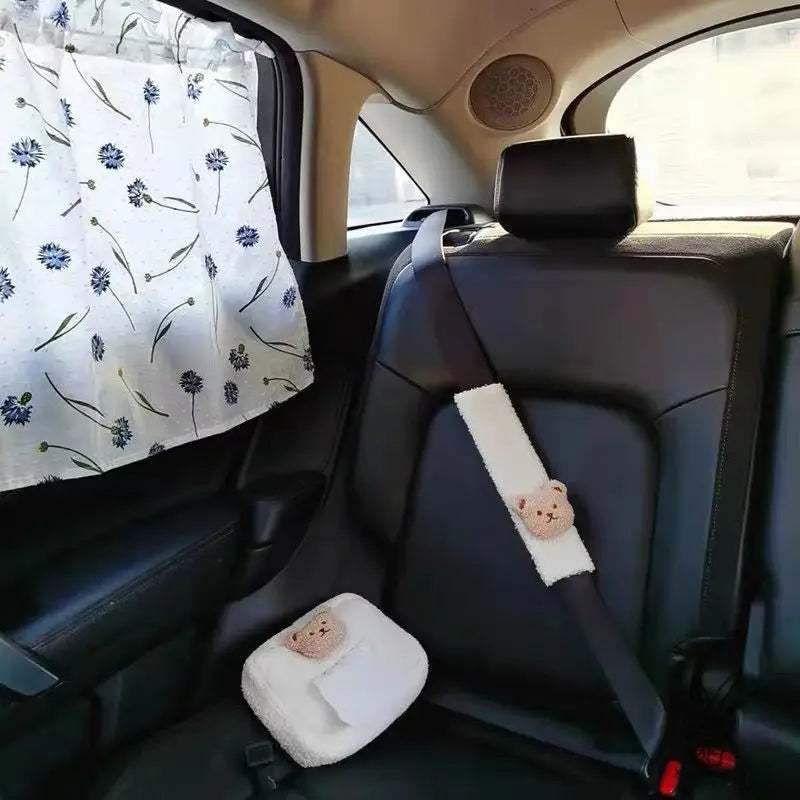INS Plush Bear Safety Shoulder Cover Kids Car Creative Shoulder Cover Car cartoon interior decorations