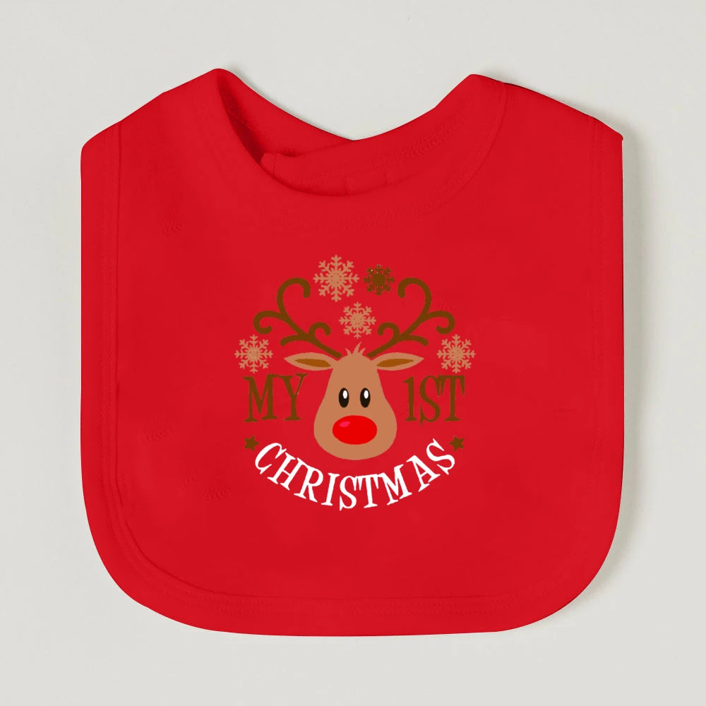 It's My First Christmas Baby Bib Christmas Vibes Bibs Newborn Red Cotton Saliva Towel Xmas Party Bib Holiday Infant Shower Gift