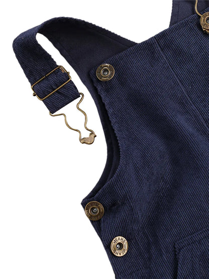 Combinaison pantalon à bretelles unisexe pour bébé de 0 à 24 mois avec boutons, couleur unie, pour tout-petits garçons et filles