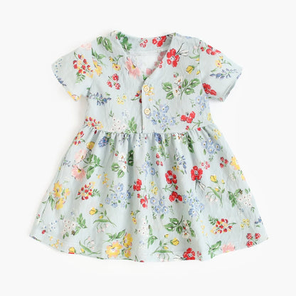 Robe d'été à manches courtes en coton pour petites filles, tenue de vacances, Sanlutoz Notely