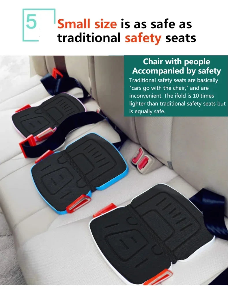 Ifold Portable Baby Car Seat Safety Cushion Travel Pocket Foldable Child Car Safety Seats Harness The Grab and Go Booster