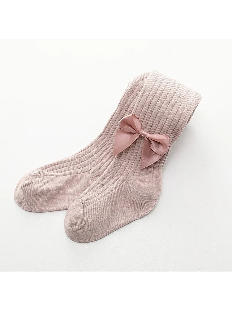 Collants pour nourrissons, nouveau-nés, tout-petits, en coton, pour enfants, printemps-automne, jolis collants en maille avec nœud papillon