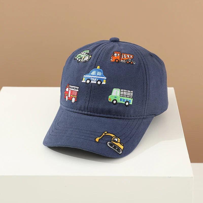 Children 's Sports Hats School Baby Boys Baseball 2025 Summer Embroidered Vehicles Outdoor Kids Caps for 2-8Years Adjustable