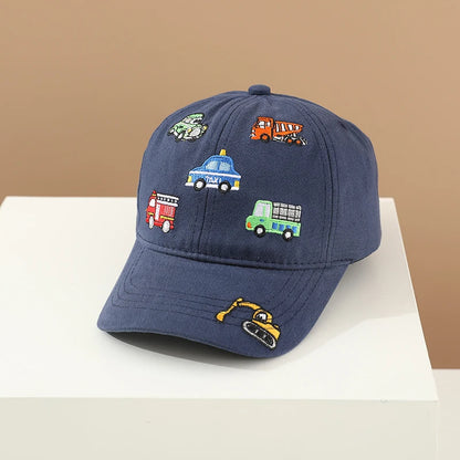 Children 's Sports Hats School Baby Boys Baseball 2025 Summer Embroidered Vehicles Outdoor Kids Caps for 2-8Years Adjustable