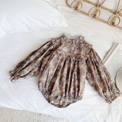 Barboteuse à manches longues pour bébé fille, nouvelle collection automne 2024, en coton imprimé, combinaison pour bébé fille de 0 à 24 mois