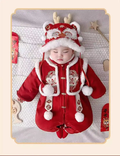 Combinaison traditionnelle chinoise pour garçons et filles, nouveau-né, costume Hanfu Tang, barboteuse, tenues du Nouvel An chinois, anniversaire, hiver