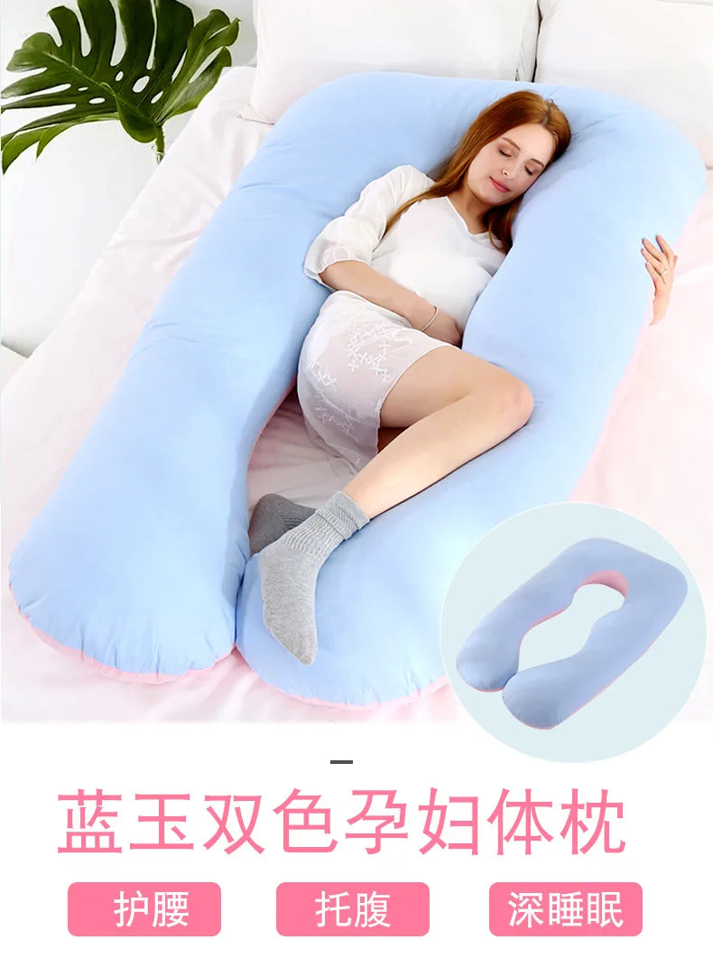 Coussin de grossesse en forme de U, coussin de soutien lombaire en pur coton, coussin de dossier pour femmes enceintes, oreiller multifonction pour tout le corps