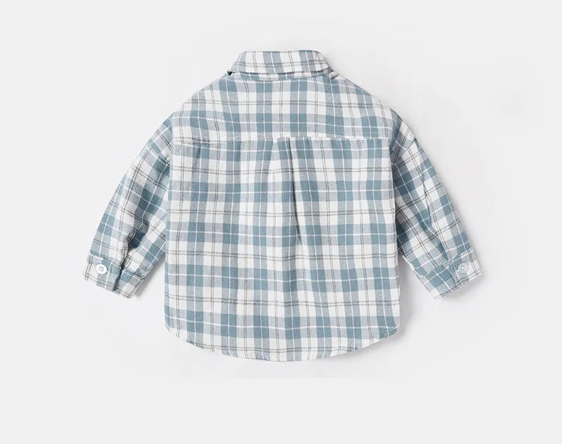 T-shirts printemps-automne pour bébés garçons, en coton à carreaux, manches longues, col rabattu, vêtements d'extérieur pour nouveau-nés