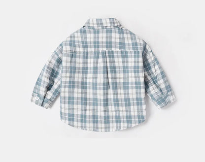 T-shirts printemps-automne pour bébés garçons, en coton à carreaux, manches longues, col rabattu, vêtements d'extérieur pour nouveau-nés
