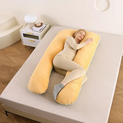 Oreiller amovible et lavable, oreiller doux pour dormir sur le côté, oreiller en forme de U pour femmes enceintes, oreiller de taille en mousse à mémoire de forme de couleur unie